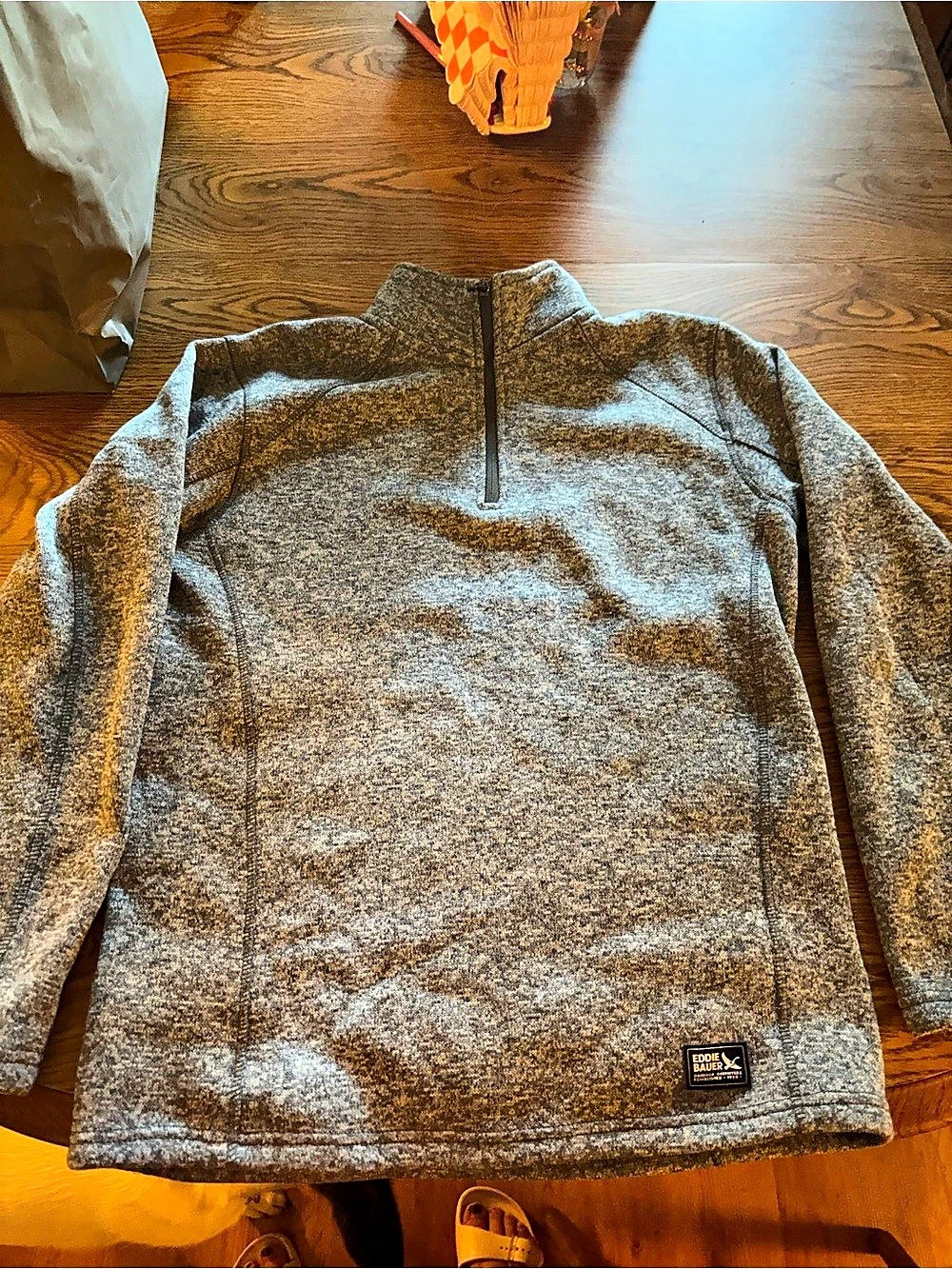 Eddie Bauer Men's Half-Zip Sweater Fleece Pullover Gray Medium